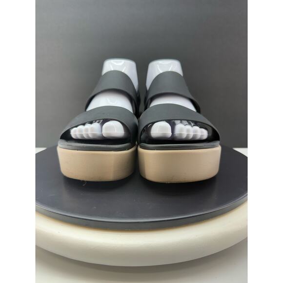 CROCS Literide Brooklyn Low Wedge Platform Sandals Womens Size 9 Black Shoes - Picture 4 of 11